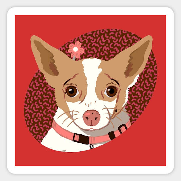 Tan and White Chihuahua Sticker by Annelie